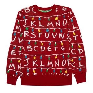 Stranger things red light up alphabet ABC christmas holiday sweater